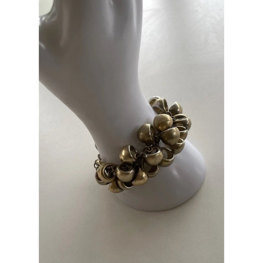 Vintage Lia Sophia Bracelet CHA CHA CHA Chunky Brushed Gold Tone Links Sz 7”